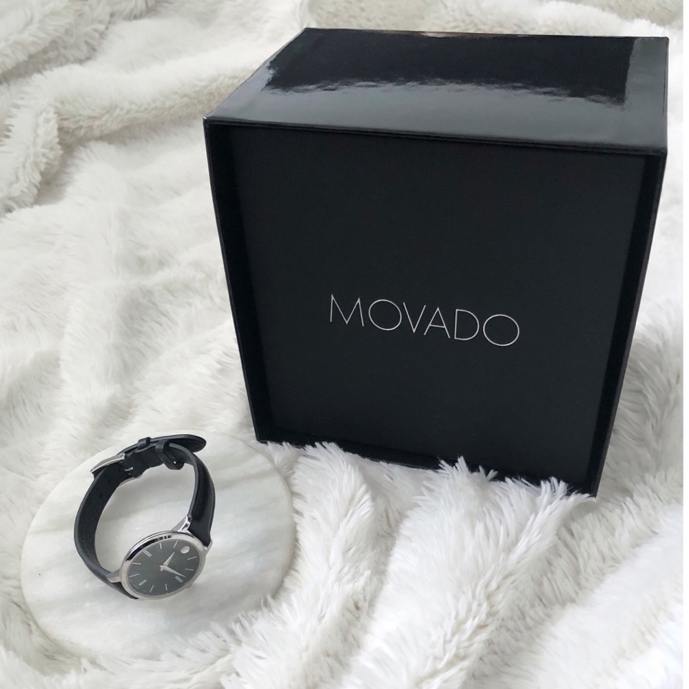Movado Women’s Ultra Slim 28mm Strap Watch Black - Picture 3 of 8
